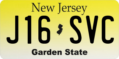 NJ license plate J16SVC