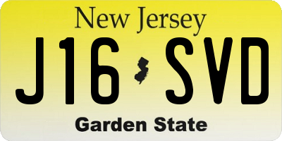 NJ license plate J16SVD