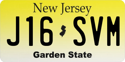 NJ license plate J16SVM