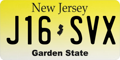 NJ license plate J16SVX