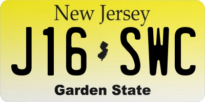 NJ license plate J16SWC