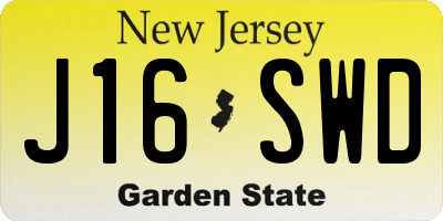NJ license plate J16SWD