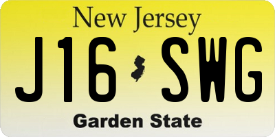 NJ license plate J16SWG