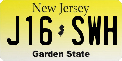 NJ license plate J16SWH