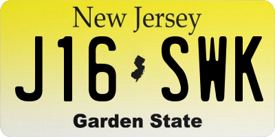 NJ license plate J16SWK