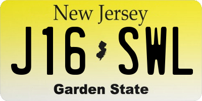 NJ license plate J16SWL