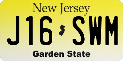 NJ license plate J16SWM