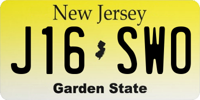 NJ license plate J16SWO