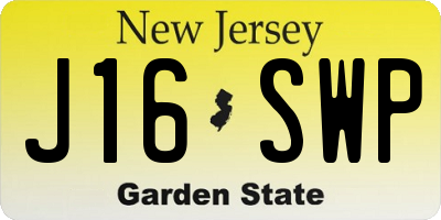 NJ license plate J16SWP