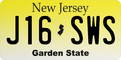 NJ license plate J16SWS