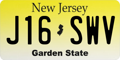 NJ license plate J16SWV
