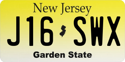 NJ license plate J16SWX