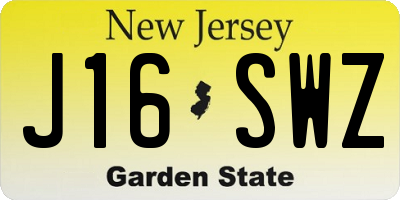 NJ license plate J16SWZ
