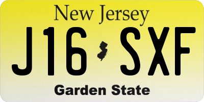 NJ license plate J16SXF
