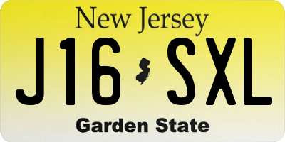 NJ license plate J16SXL