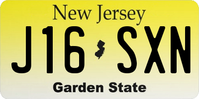 NJ license plate J16SXN