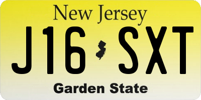 NJ license plate J16SXT