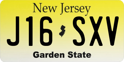 NJ license plate J16SXV