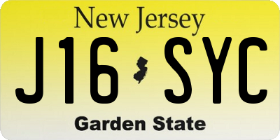 NJ license plate J16SYC