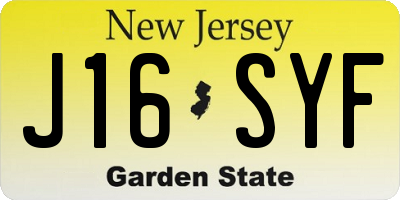 NJ license plate J16SYF