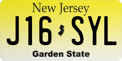NJ license plate J16SYL