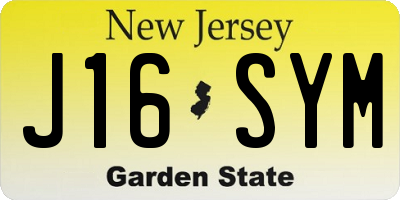 NJ license plate J16SYM
