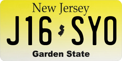 NJ license plate J16SYO