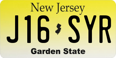 NJ license plate J16SYR