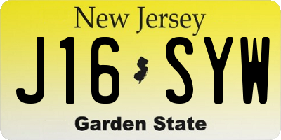 NJ license plate J16SYW