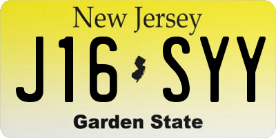 NJ license plate J16SYY