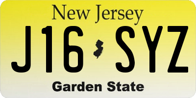 NJ license plate J16SYZ