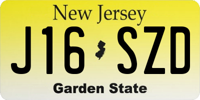 NJ license plate J16SZD