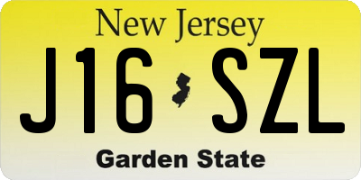 NJ license plate J16SZL
