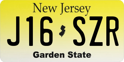 NJ license plate J16SZR