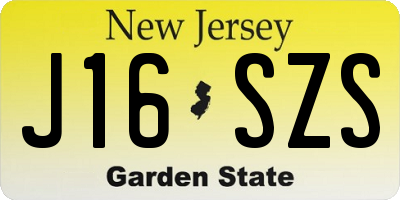 NJ license plate J16SZS