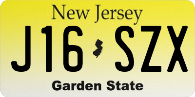 NJ license plate J16SZX