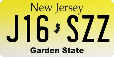 NJ license plate J16SZZ