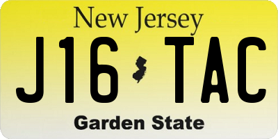 NJ license plate J16TAC