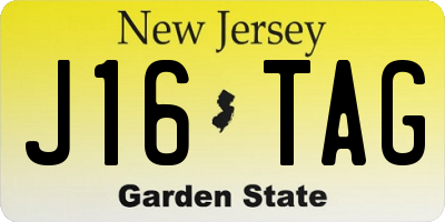NJ license plate J16TAG