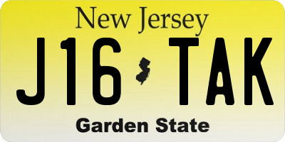 NJ license plate J16TAK