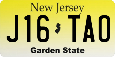 NJ license plate J16TAO