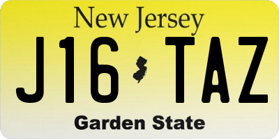 NJ license plate J16TAZ
