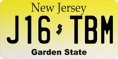 NJ license plate J16TBM
