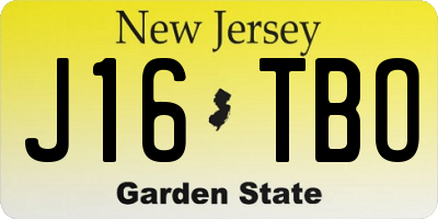 NJ license plate J16TBO