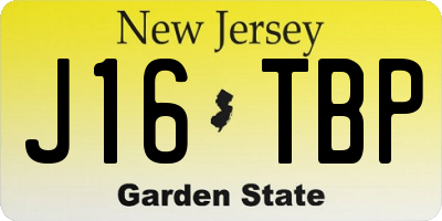 NJ license plate J16TBP