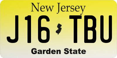 NJ license plate J16TBU