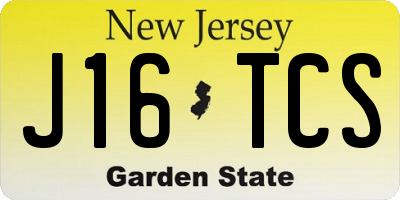 NJ license plate J16TCS