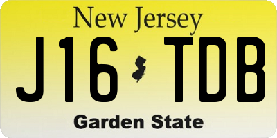 NJ license plate J16TDB