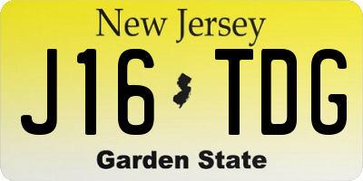 NJ license plate J16TDG