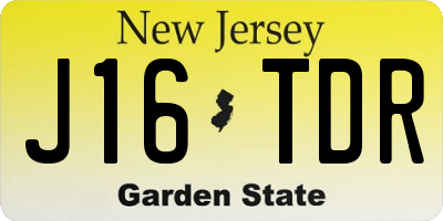NJ license plate J16TDR